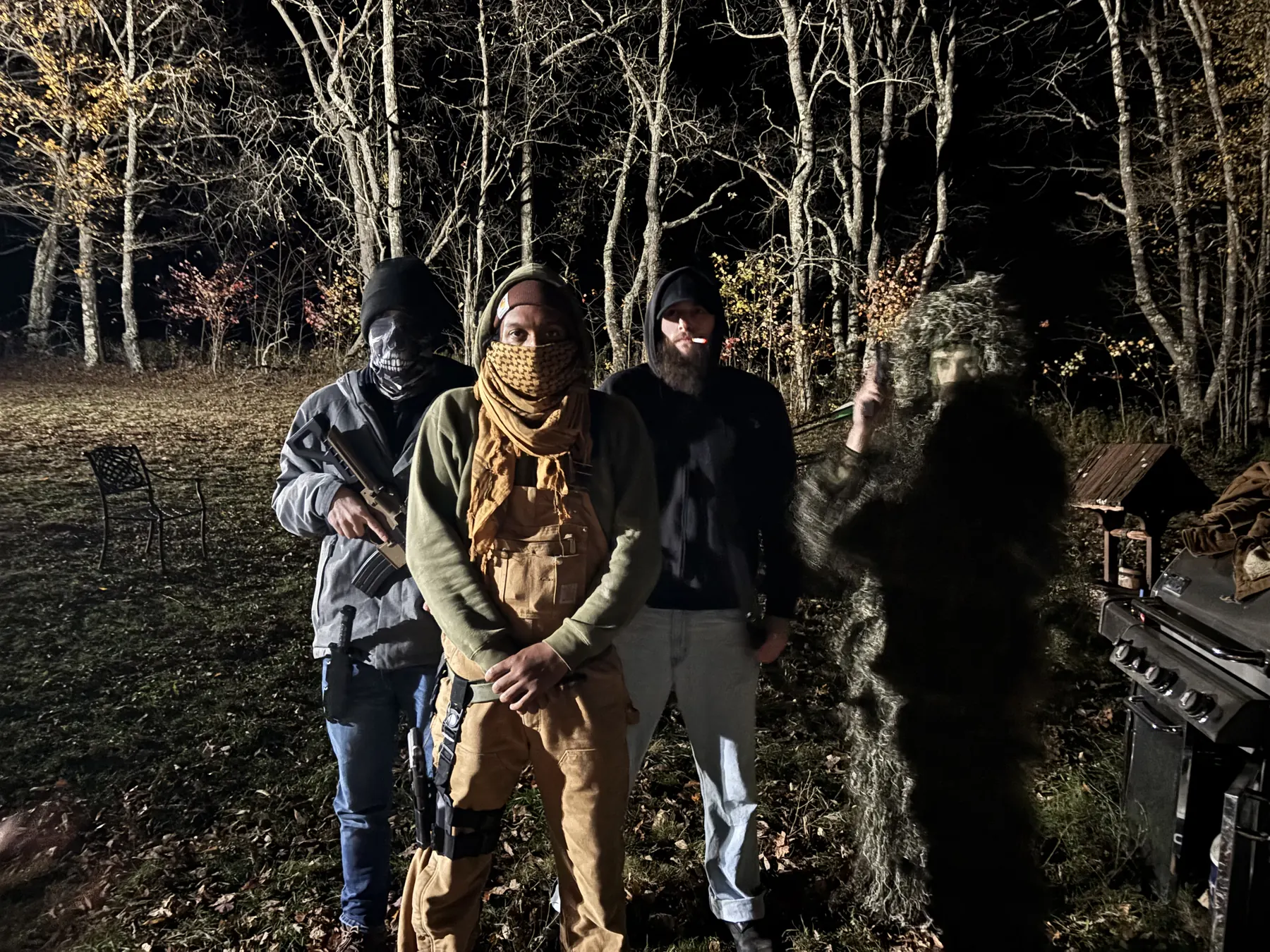 Cast and crew on a night shoot